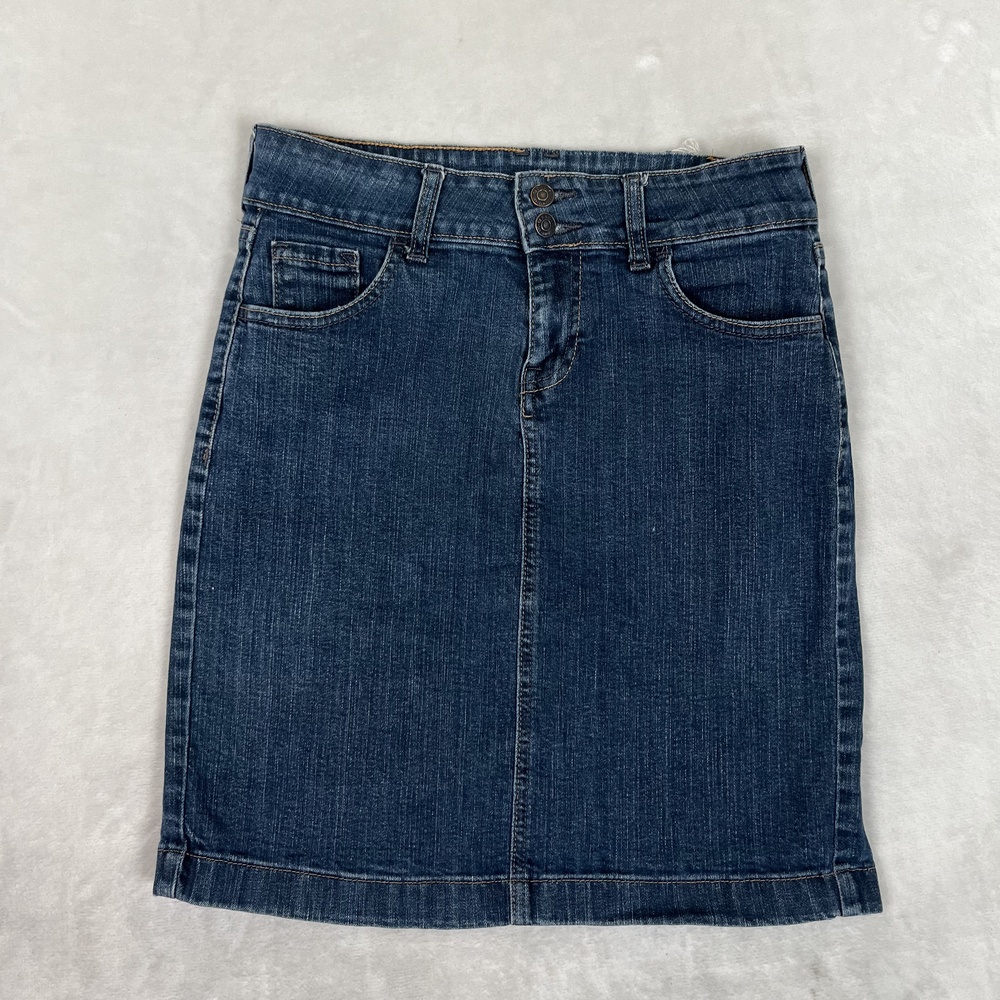 Old Navy Ultra Blue Skirt Womens 4 Blue Denim Straight Knee Length Pockets